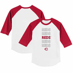 Cincinnati Reds Tiny Turnip Youth Stacked 3/4-Sleeve Raglan T-Shirt - MLB