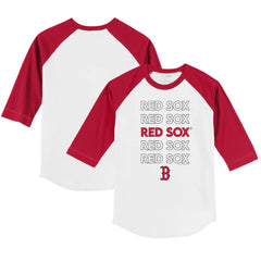 Boston Red Sox Tiny Turnip Youth Stacked 3/4-Sleeve Raglan T-Shirt - MLB