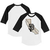 San Francisco Giants Tiny Turnip Youth State Outline 3/4-Sleeve Raglan T-Shirt - MLB