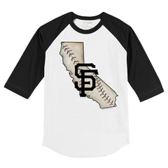 San Francisco Giants Tiny Turnip Youth State Outline 3/4-Sleeve Raglan T-Shirt - MLB