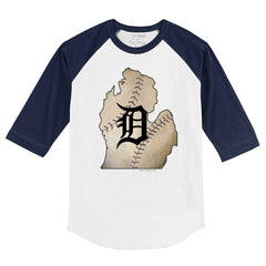 Detroit Tigers Tiny Turnip Youth State Outline 3/4-Sleeve Raglan T-Shirt - MLB