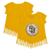 San Diego Padres Tiny Turnip Girls Youth Stitched Baseball Fringe T-Shirt - MLB