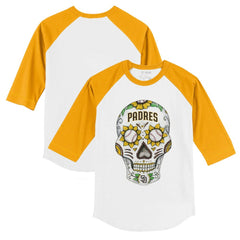 San Diego Padres Tiny Turnip Youth Sugar Skull 3/4-Sleeve Raglan T-Shirt - MLB