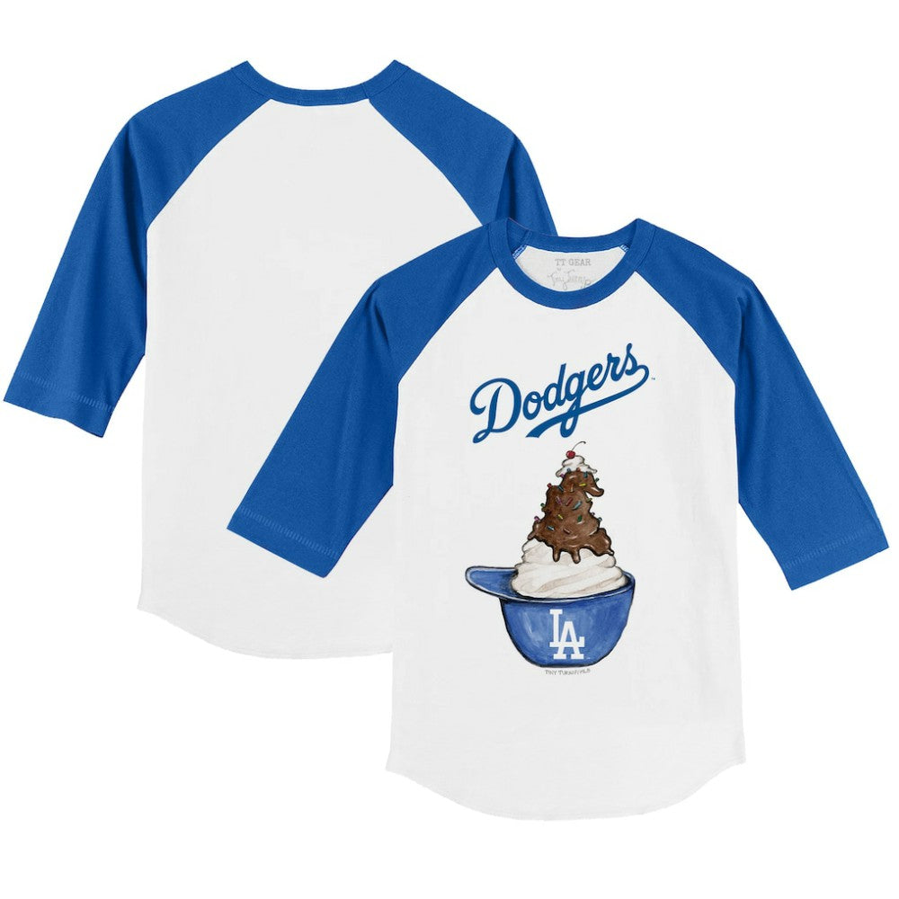 Los Angeles Dodgers Tiny Turnip Youth Sundae Helmet 3/4-Sleeve Raglan T-Shirt - MLB