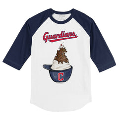 Cleveland Guardians Tiny Turnip Youth Sundae Helmet 3/4-Sleeve Raglan T-Shirt - MLB