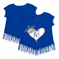 Kansas City Royals Tiny Turnip Girls Youth Tiara Heart Fringe T-Shirt - MLB