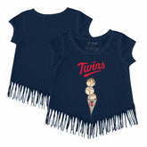 Minnesota Twins Tiny Turnip Girls Youth Triple Scoop Fringe T-Shirt - MLB