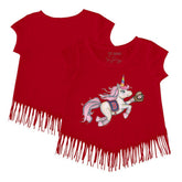 Boston Red Sox Tiny Turnip Girls Youth Unicorn Fringe T-Shirt - MLB