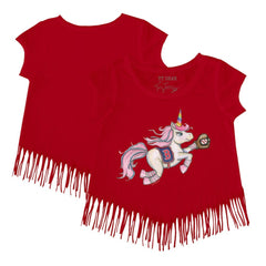 Boston Red Sox Tiny Turnip Girls Youth Unicorn Fringe T-Shirt - MLB