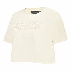 Brooklyn Nets Pro Standard Women's Neutral Boxy Crop T-Shirt Cream - NBA