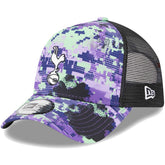 Tottenham Hotspur New Era Black Glitch All Over Print E-Frame Trucker Adjustable Hat | New Era