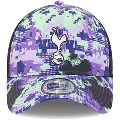 Tottenham Hotspur New Era Black Glitch All Over Print E-Frame Trucker Adjustable Hat | New Era