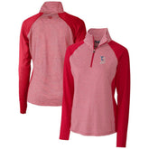Boston Red Sox Cutter & Buck Women's Americana Logo Forge Tonal Stripe Stretch Half-Zip Pullover Top - MLB