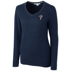 Philadelphia Phillies Cutter & Buck Women's Americana Logo Lakemont Tri-Blend V-Neck Pullover Sweater - MLB