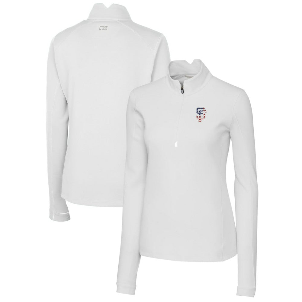 San Francisco Giants Cutter & Buck Women's Americana Logo DryTec Traverse Stretch Quarter-Zip Pullover Top - MLB
