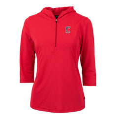 Cleveland Guardians Cutter & Buck Women's Americana Logo DryTec Virtue Eco Pique Recycled Half-Zip Pullover Hoodie - MLB