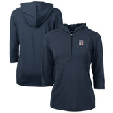 Detroit Tigers Cutter & Buck Women's Americana Logo DryTec Virtue Eco Pique Recycled Half-Zip Pullover Hoodie - MLB