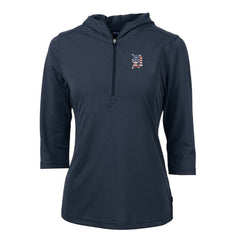 Detroit Tigers Cutter & Buck Women's Americana Logo DryTec Virtue Eco Pique Recycled Half-Zip Pullover Hoodie - MLB