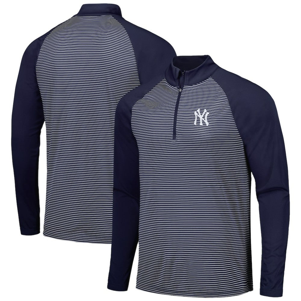 New York Yankees Levelwear Charter Striped Raglan Quarter-Zip Top - MLB