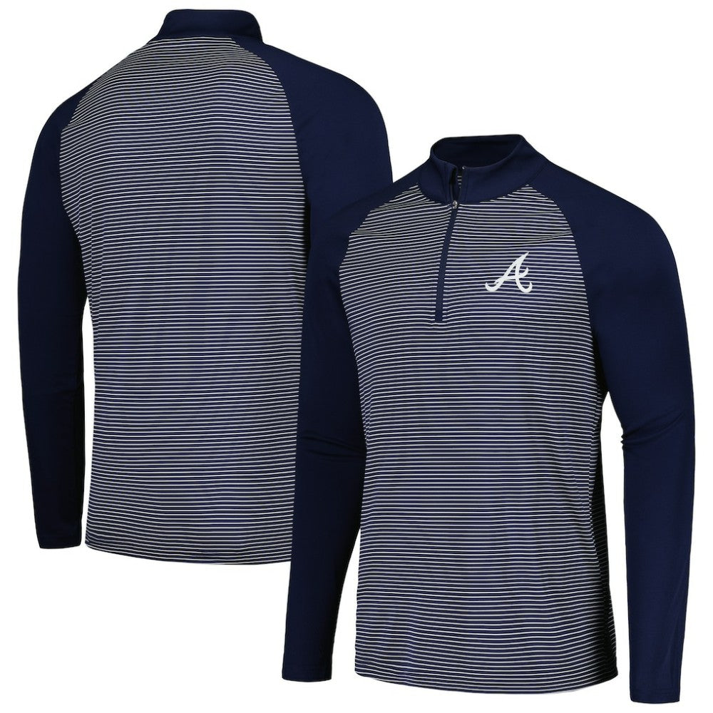 Atlanta Braves Levelwear Charter Striped Raglan Quarter-Zip Top - MLB