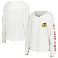 Chicago Blackhawks Concepts Sport Women's Accord Hacci Long Sleeve Hoodie Top - White - NHL