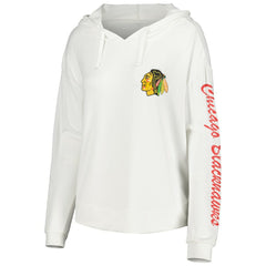 Chicago Blackhawks Concepts Sport Women's Accord Hacci Long Sleeve Hoodie Top - White - NHL