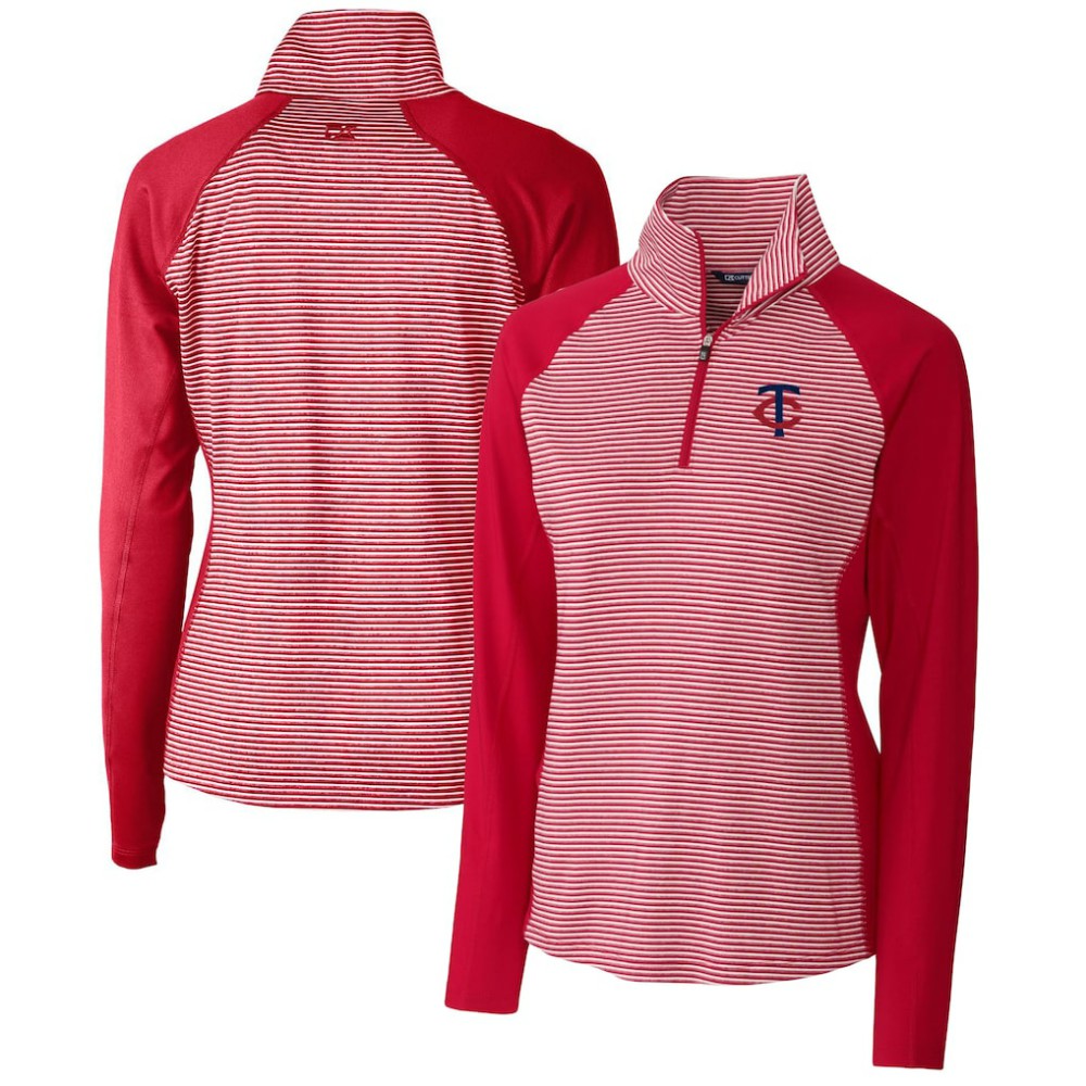 Minnesota Twins Cutter & Buck Women's DryTec Forge Tonal Stripe Stretch Half-Zip Top - MLB
