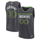 Minnesota Timberwolves Youth Custom Fast Break Jersey Statement Edition Black - NBA