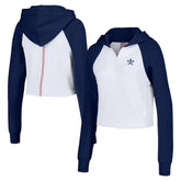 Houston Astros Lusso Women's Jane Raglan Quarter-Zip Tri-Blend Cropped Pullover Hoodie - MLB