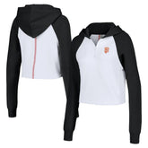 San Francisco Giants Lusso Women's Jane Raglan Quarter-Zip Tri-Blend Cropped Pullover Hoodie - MLB
