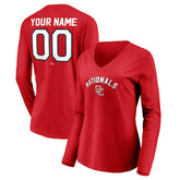 Washington Nationals Women's Cooperstown Collection Personalized Winning Streak Long Sleeve V-Neck T-Shirt - MLB