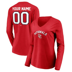 Washington Nationals Women's Cooperstown Collection Personalized Winning Streak Long Sleeve V-Neck T-Shirt - MLB