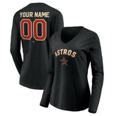Houston Astros Women's Personalized Cooperstown Collection Alternate Winning Streak Long Sleeve V-Neck T-Shirt - MLB