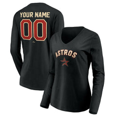 Houston Astros Women's Personalized Cooperstown Collection Alternate Winning Streak Long Sleeve V-Neck T-Shirt - MLB