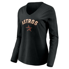 Houston Astros Women's Personalized Cooperstown Collection Alternate Winning Streak Long Sleeve V-Neck T-Shirt - MLB