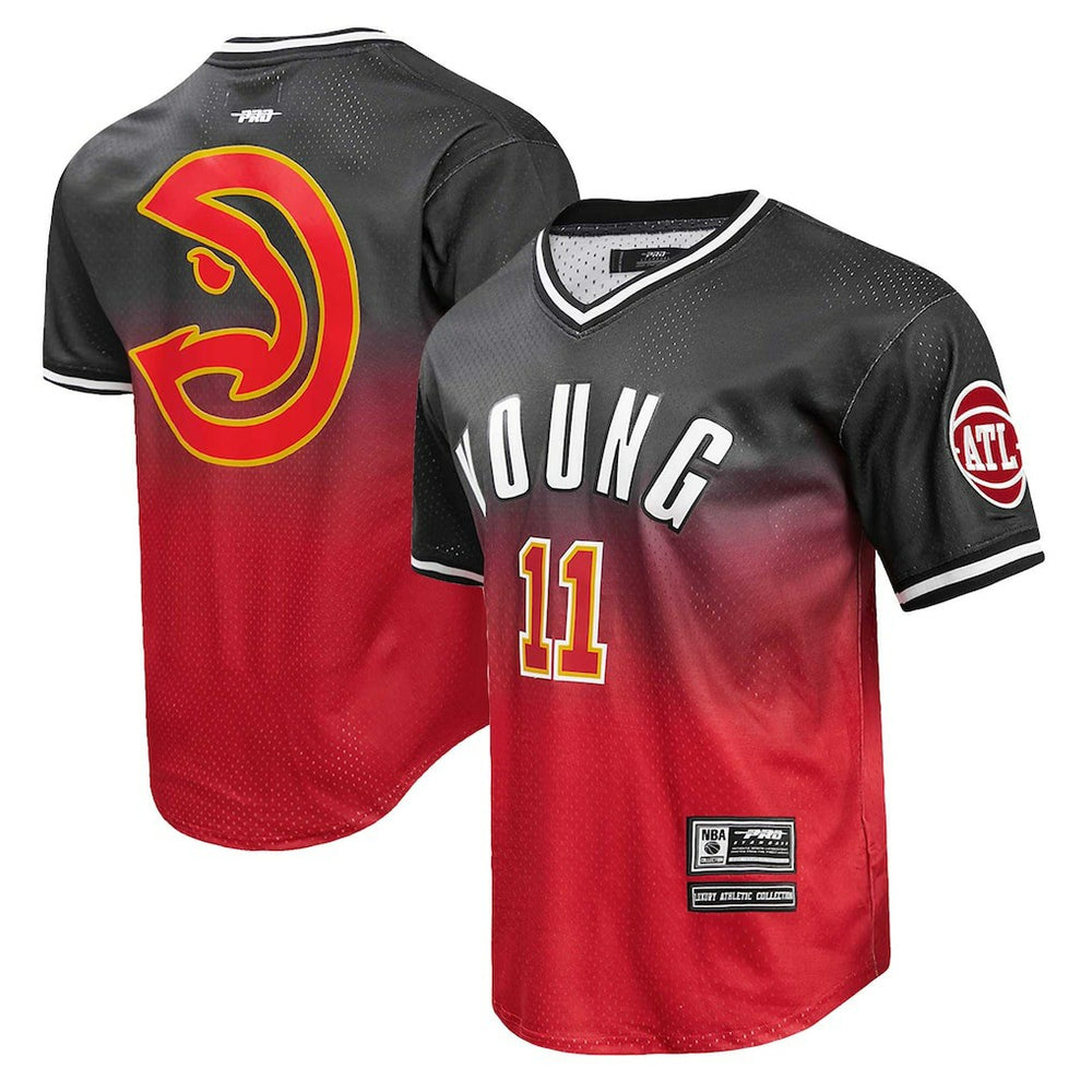 Trae Young Atlanta Hawks Post Ombre Name & Number T-Shirt Black/Red - NBA