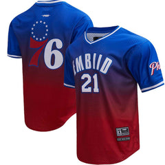 Joel Embiid Philadelphia 76ers Post Ombre Name & Number T-Shirt Royal/Red - NBA