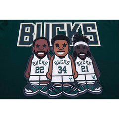 Giannis Antetokounmpo, Jrue Holiday, Khris Middleton Milwaukee Bucks Pro Standard Multi Lineup T-Shirt Hunter Green - NBA