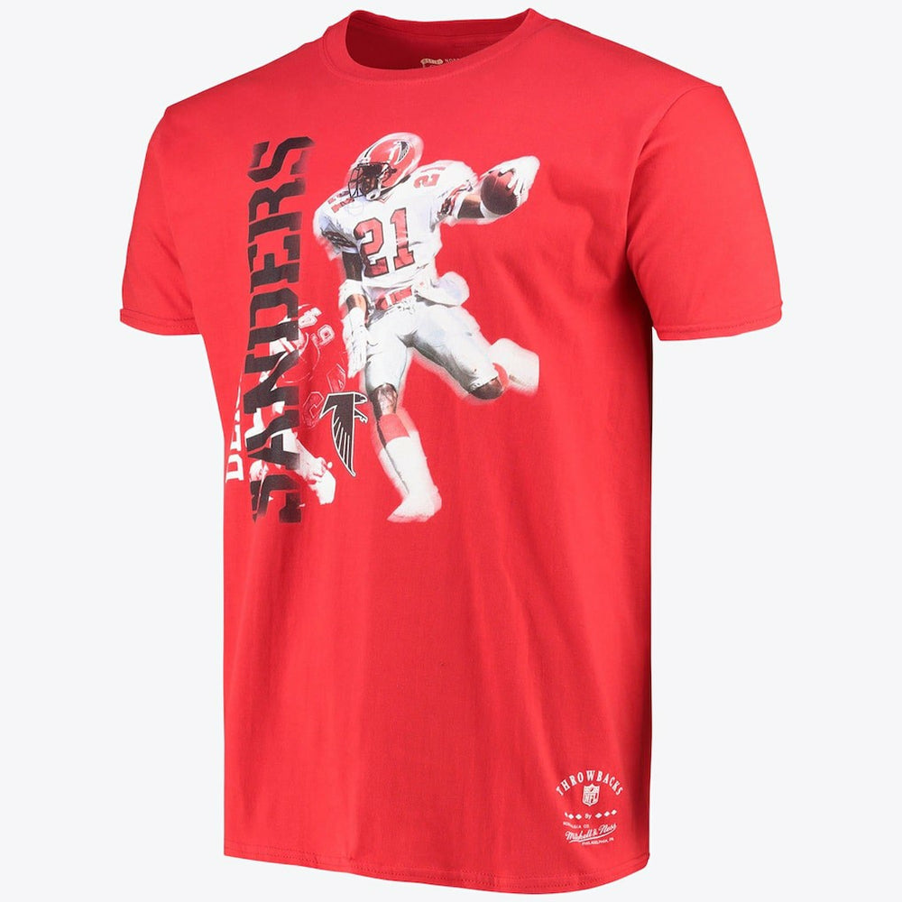 Atlanta Falcons Stencil Font Player Tee Deion Sanders Mens | Mitchell & Ness