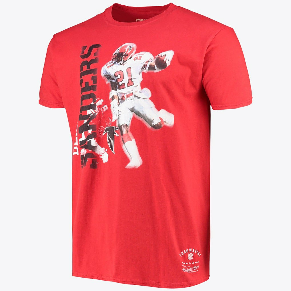 Atlanta Falcons Stencil Font Player Tee Deion Sanders Mens | Mitchell & Ness