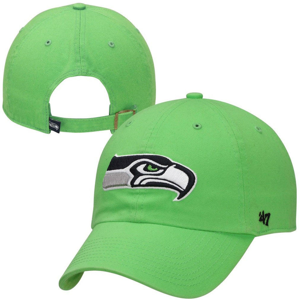 Seattle Seahawks '47 Brand Neon Green Clean Up Adjustable Hat | 47 brand