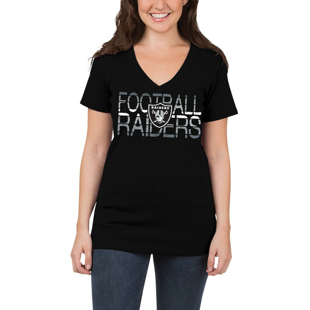 Las Vegas Raiders 5th & Ocean by New Era Women's Lounge V-Neck T-Shirt Black | NFL
