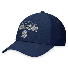 Seattle Kraken Fanatics Authentic Pro Road Stack Logo Flex Hat - Deep Sea Blue - NHL