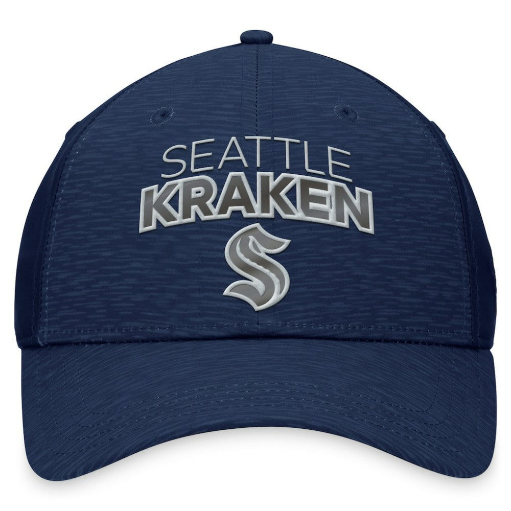 Seattle Kraken Fanatics Authentic Pro Road Stack Logo Flex Hat - Deep Sea Blue - NHL