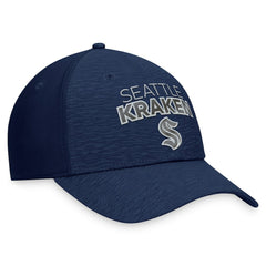 Seattle Kraken Fanatics Authentic Pro Road Stack Logo Flex Hat - Deep Sea Blue - NHL