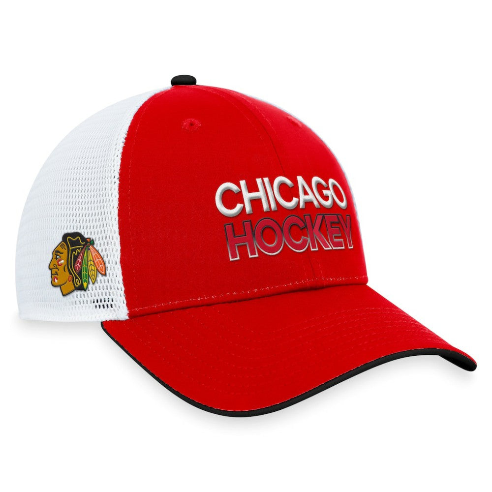 Chicago Blackhawks Fanatics Authentic Pro Rink Trucker Adjustable Hat - Red - NHL