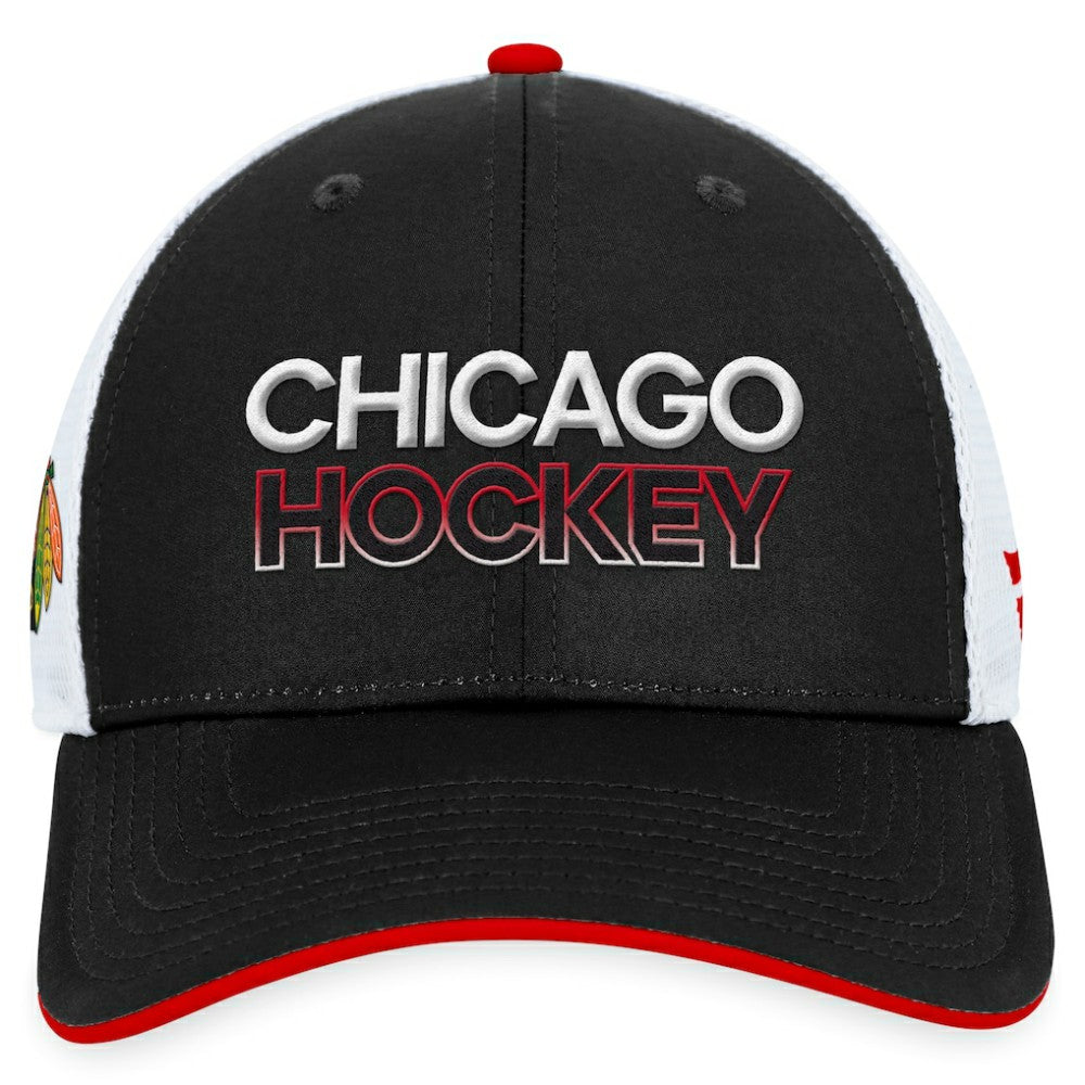 Chicago Blackhawks Fanatics Authentic Pro Rink Trucker Adjustable Hat - Black - NHL