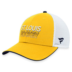 St. Louis Blues Fanatics Authentic Pro Rink Trucker Adjustable Hat - Gold - NHL