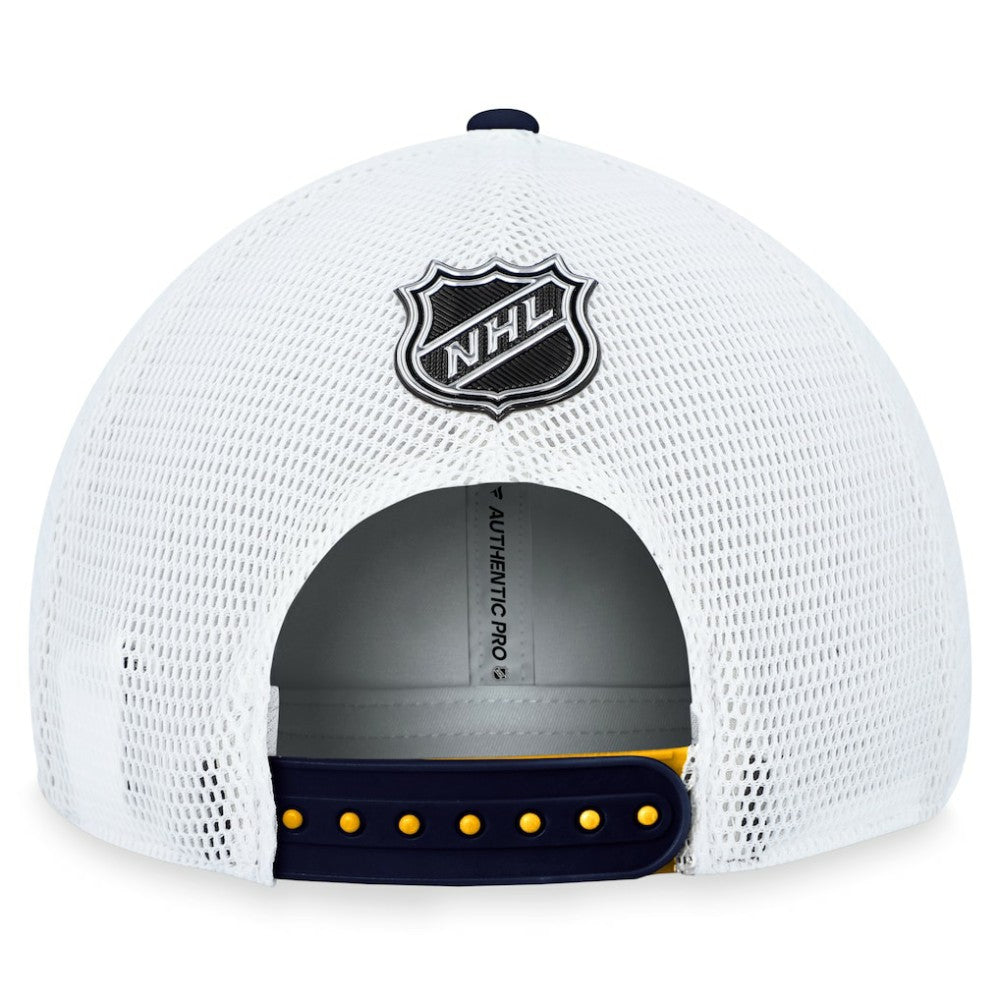 St. Louis Blues Fanatics Authentic Pro Rink Trucker Adjustable Hat - Gold - NHL