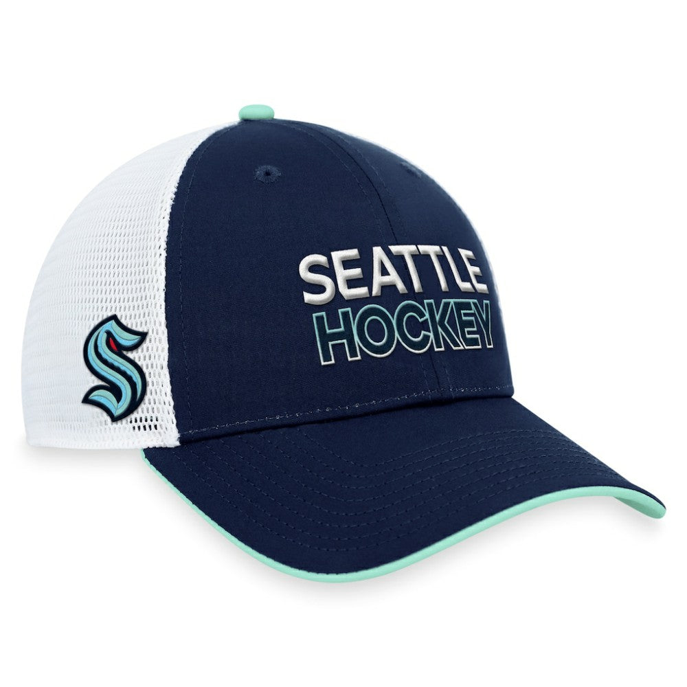 Seattle Kraken Fanatics Authentic Pro Rink Trucker Adjustable Hat - Deep Sea Blue - NHL